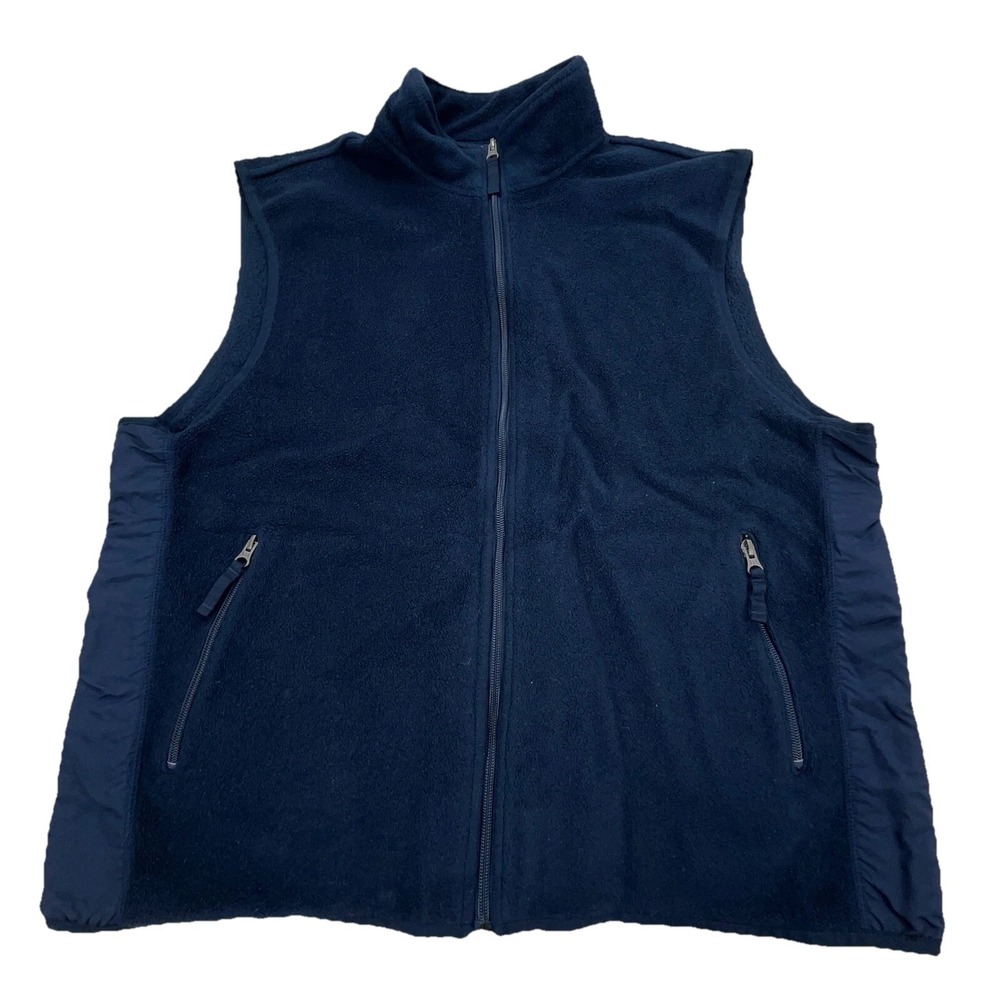 Gap Vest Men XL Blue Fleece Full Zip Sweater Jacket Zipped Pockets Hiking Navy